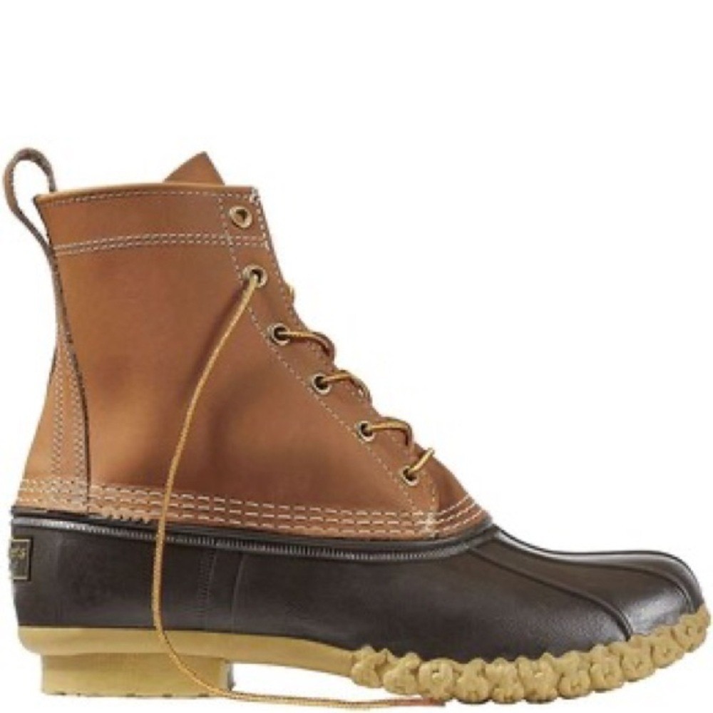 L.L. Bean Duck Boots Women's Waterproof 8" High Brown Leather Rubber USA Size 6